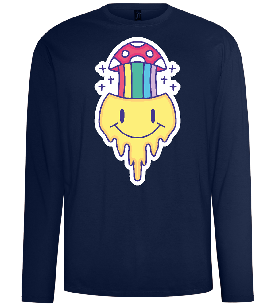 Rainbow Mushroom Smiley Design - Comfort men's long sleeve t-shirt_MARINE_front