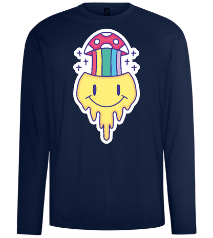 Rainbow Mushroom Smiley Design - Comfort men's long sleeve t-shirt_MARINE_front