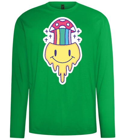 Rainbow Mushroom Smiley Design - Comfort men's long sleeve t-shirt_MEADOW GREEN_front