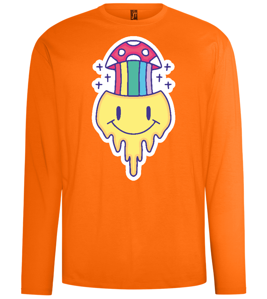 Rainbow Mushroom Smiley Design - Comfort men's long sleeve t-shirt_ORANGE_front