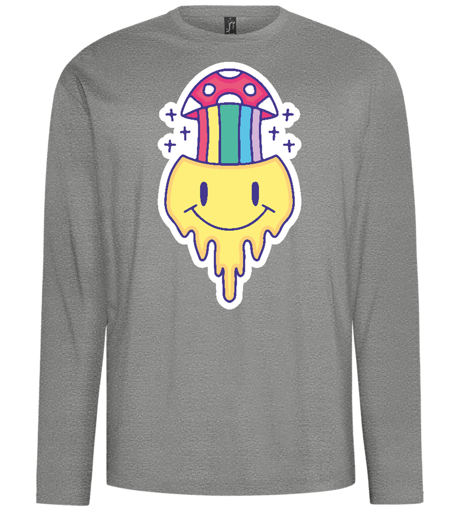 Rainbow Mushroom Smiley Design - Comfort men's long sleeve t-shirt_ORION GREY_front