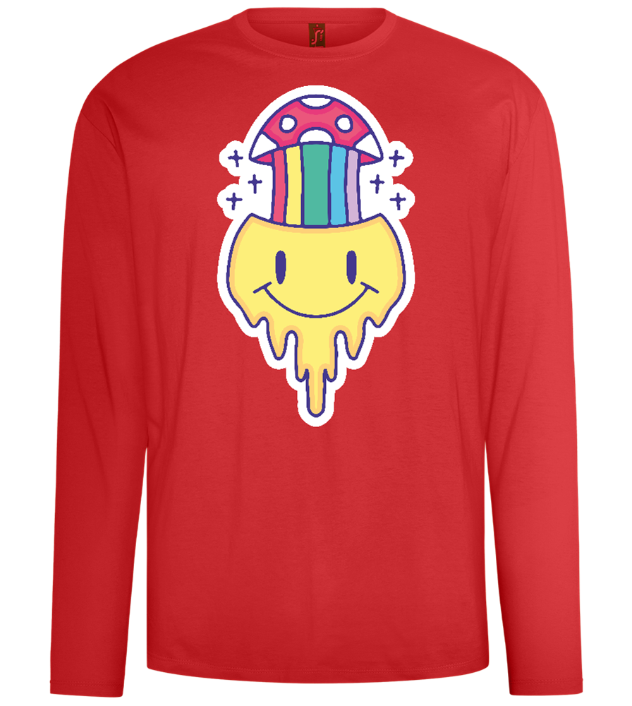 Rainbow Mushroom Smiley Design - Comfort men's long sleeve t-shirt_RED_front