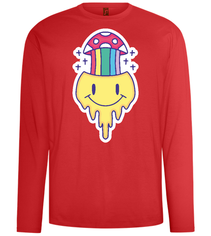 Rainbow Mushroom Smiley Design - Comfort men's long sleeve t-shirt_RED_front