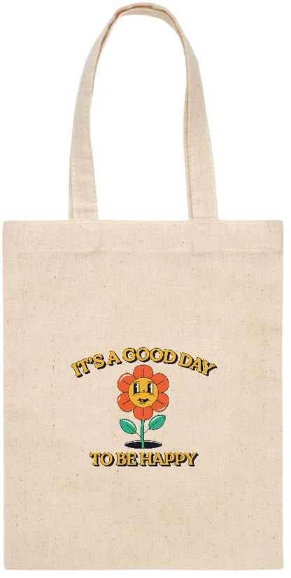 Its a Good Day to be Happy Design - Essential small colored handle gift bag_BEIGE_front