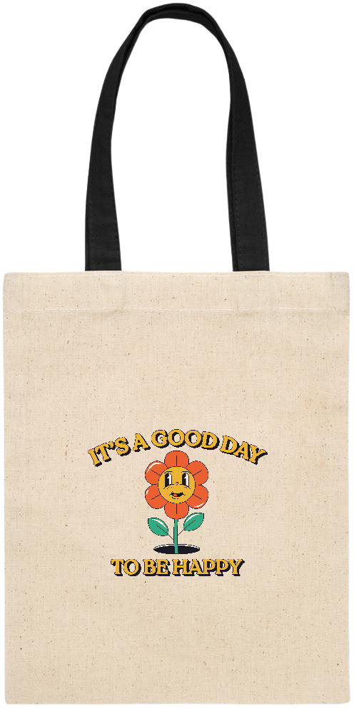 Its a Good Day to be Happy Design - Essential small colored handle gift bag_BLACK_front