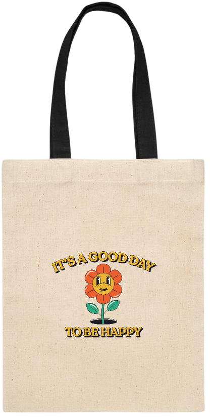 Its a Good Day to be Happy Design - Essential small colored handle gift bag_BLACK_front