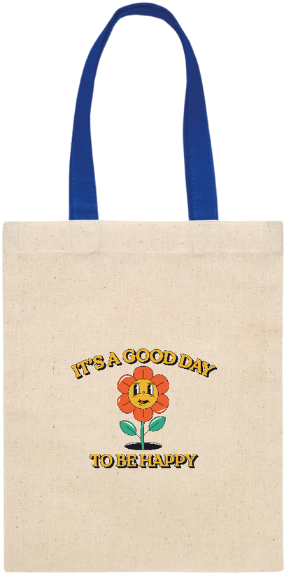 Its a Good Day to be Happy Design - Essential small colored handle gift bag_ROYAL BLUE_front