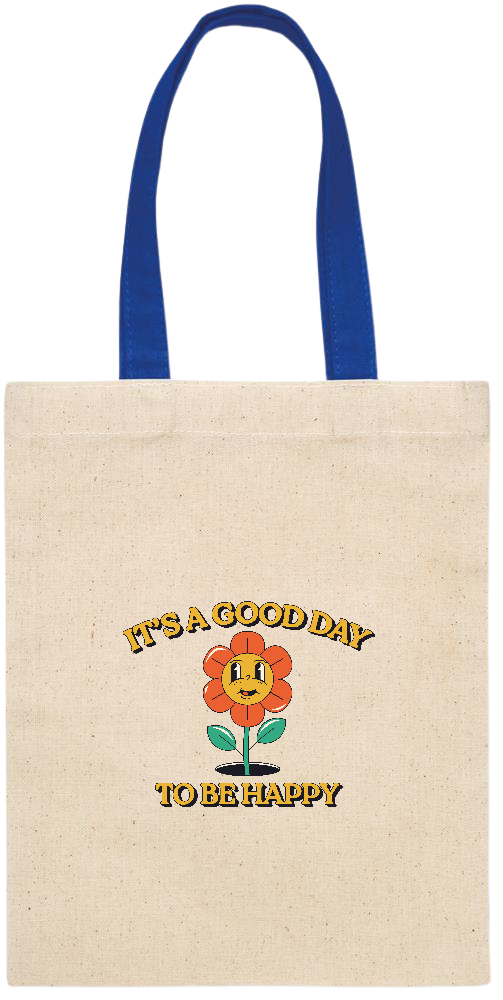 Its a Good Day to be Happy Design - Essential small colored handle gift bag_ROYAL BLUE_front