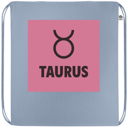 Zodiac Taurus Design - Premium colored organic cotton drawstring bag_BABY BLUE_front