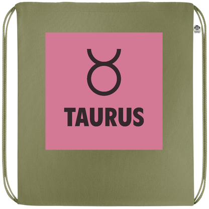 Zodiac Taurus Design - Premium colored organic cotton drawstring bag_GREEN_front