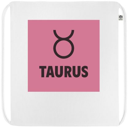 Zodiac Taurus Design - Premium colored organic cotton drawstring bag_WHITE_front