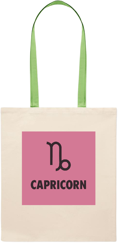 Zodiac Capricorn Design - Essential colored handle tote bag_LIME_front