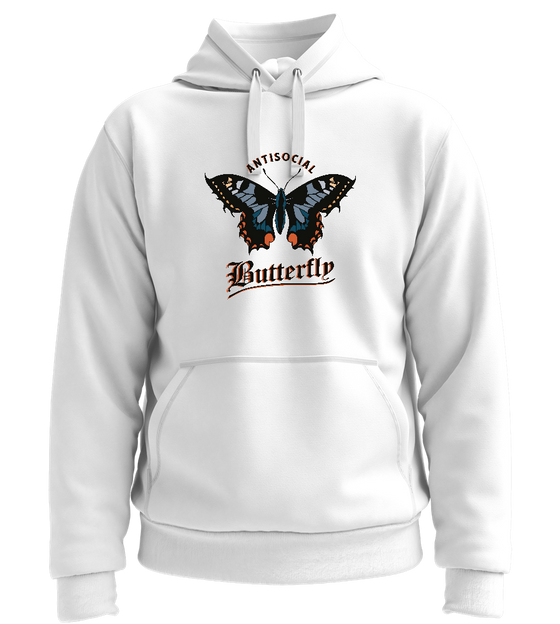 Anti Social Dark Butterfly Design - Premium unisex hoodie_WHITE_front