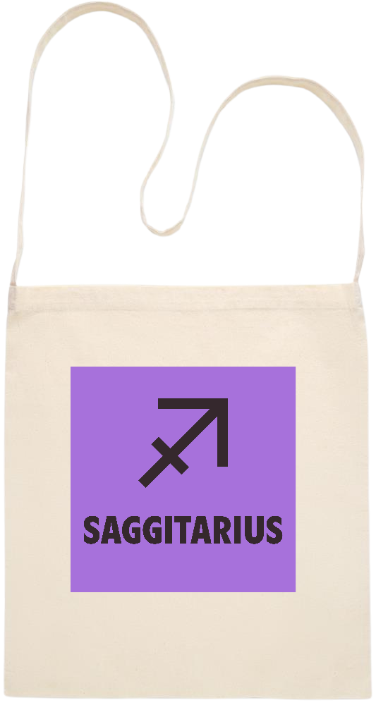 Zodiac Saggitarius Design - Essential cross shoulder cotton tote bag_BEIGE_front