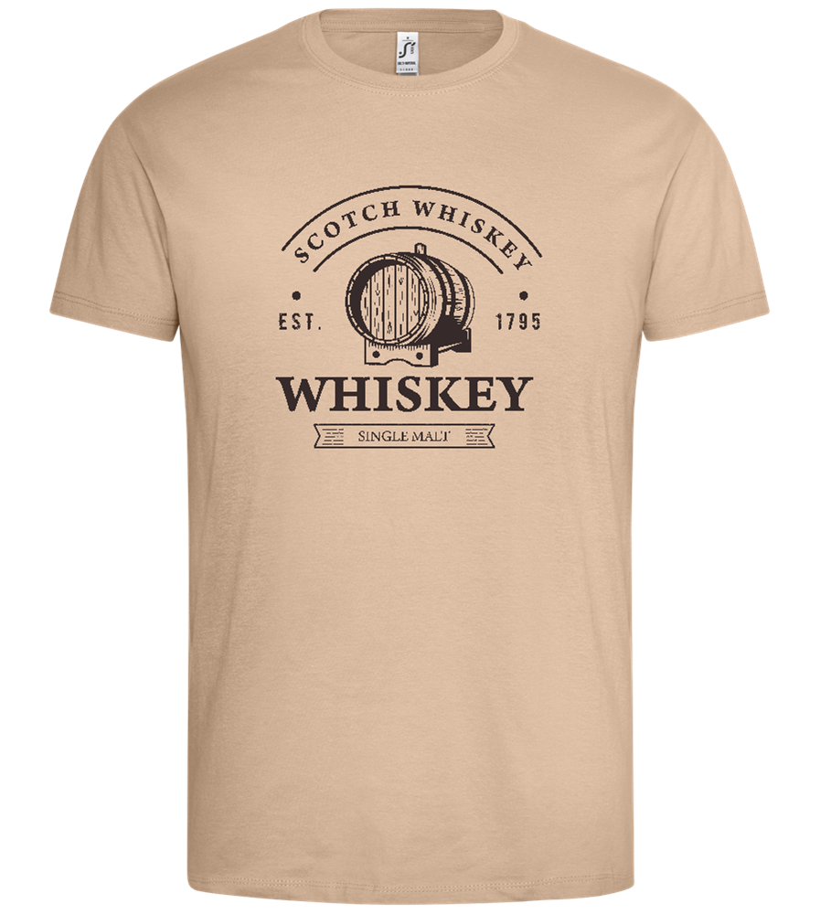 Whiskey Barrell Design - Premium men's t-shirt_SAND_front