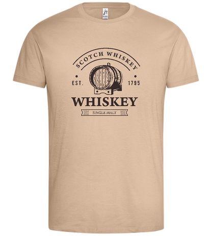 Whiskey Barrell Design - Premium men's t-shirt_SAND_front