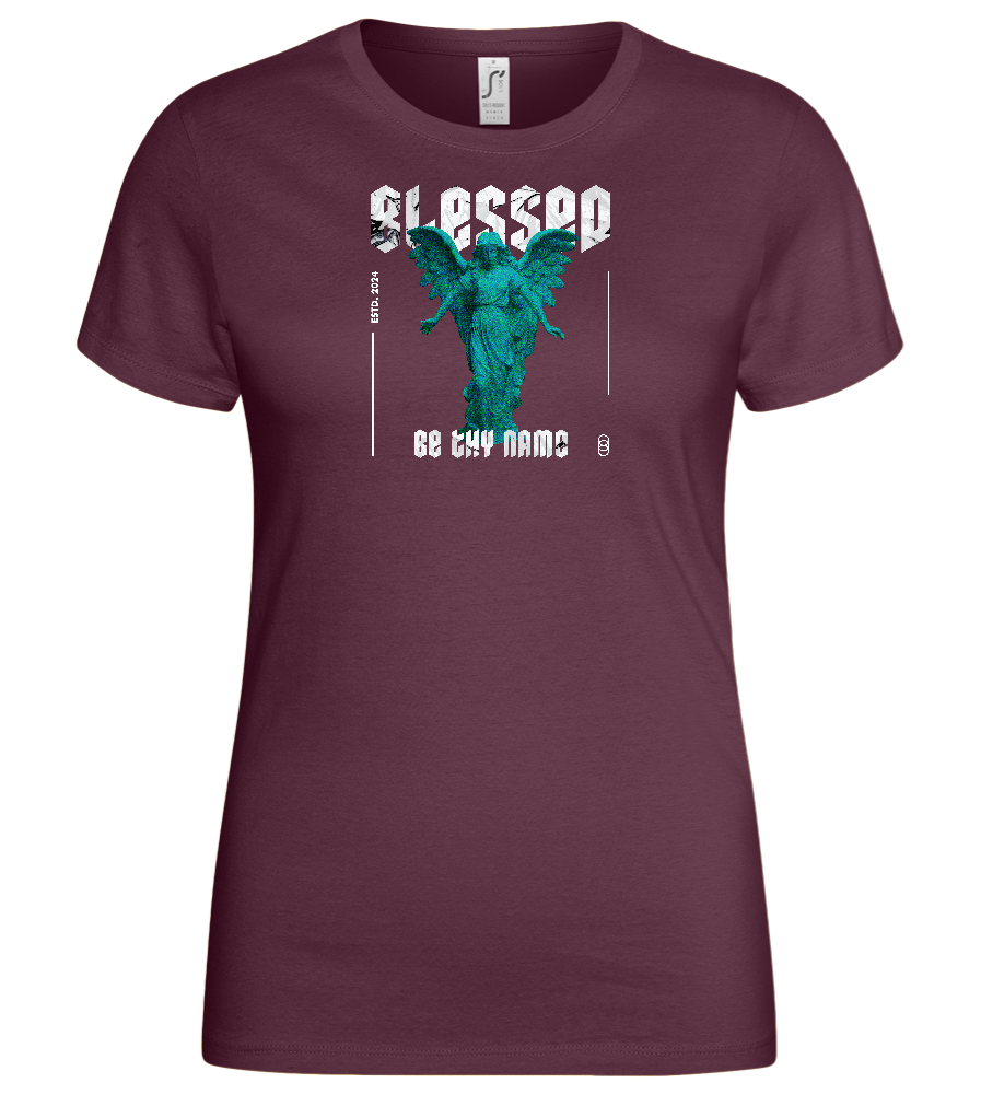 Blessed Angel Design - Basic women's t-shirt_BORDEAUX_front