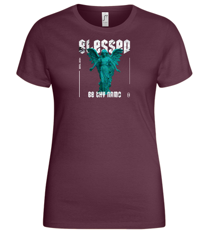 Blessed Angel Design - Basic women's t-shirt_BORDEAUX_front