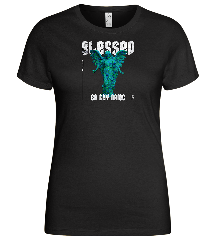 Blessed Angel Design - Basic women's t-shirt_DEEP BLACK_front