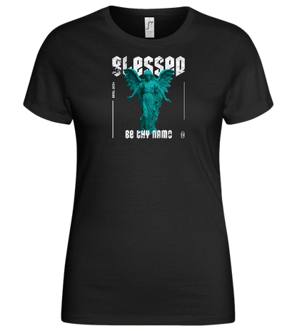 Blessed Angel Design - Basic women's t-shirt_DEEP BLACK_front