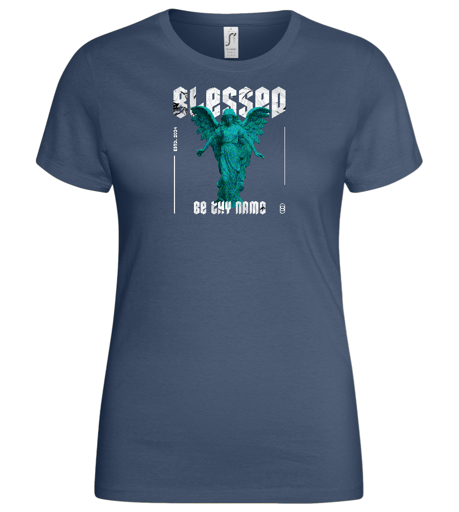 Blessed Angel Design - Basic women's t-shirt_DENIM_front