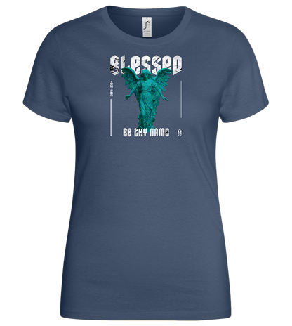 Blessed Angel Design - Basic women's t-shirt_DENIM_front