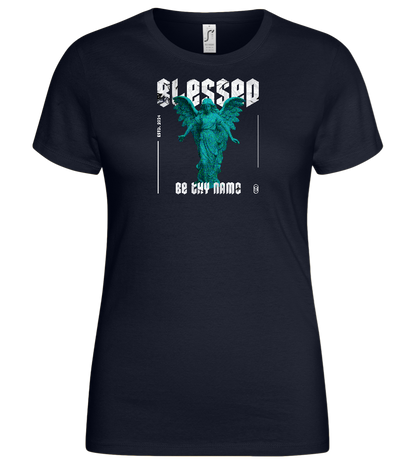 Blessed Angel Design - Basic women's t-shirt_FRENCH NAVY_front