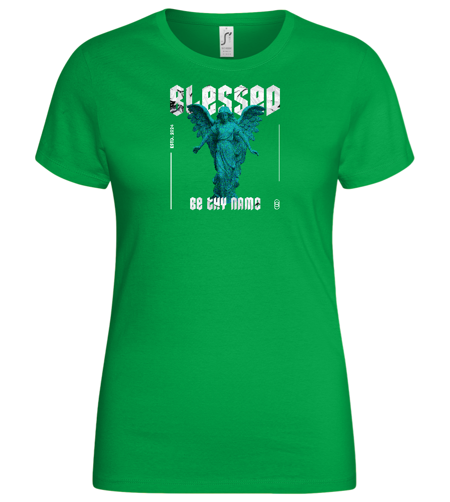 Blessed Angel Design - Basic women's t-shirt_MEADOW GREEN_front