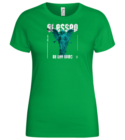 Blessed Angel Design - Basic women's t-shirt_MEADOW GREEN_front