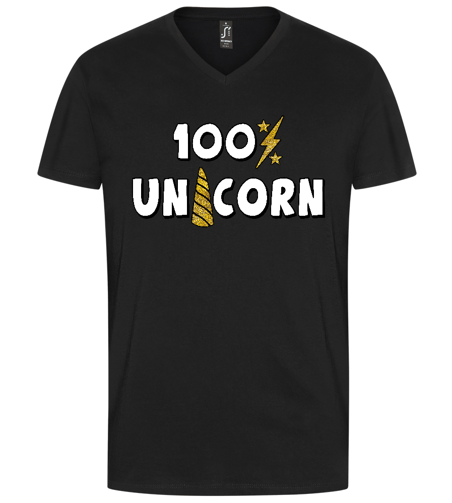 100 Percent Unicorn Design - Premium men's v-neck t-shirt_DEEP BLACK_front