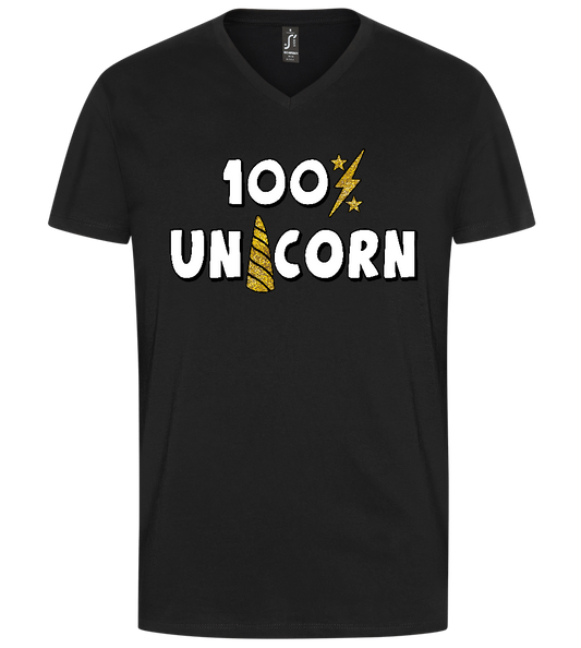 100 Percent Unicorn Design - Premium men's v-neck t-shirt_DEEP BLACK_front