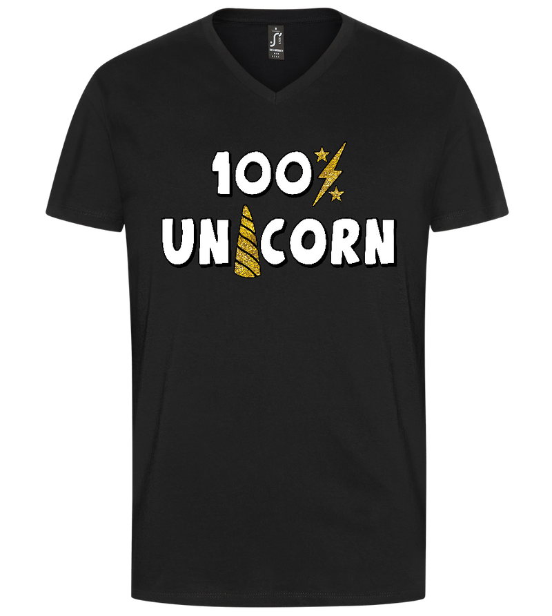 100 Percent Unicorn Design - Premium men's v-neck t-shirt_DEEP BLACK_front