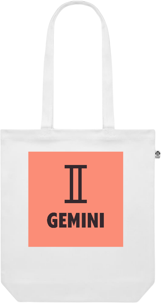 Zodiac Gemini Design - Premium colored organic canvas shopping bag_WHITE_front