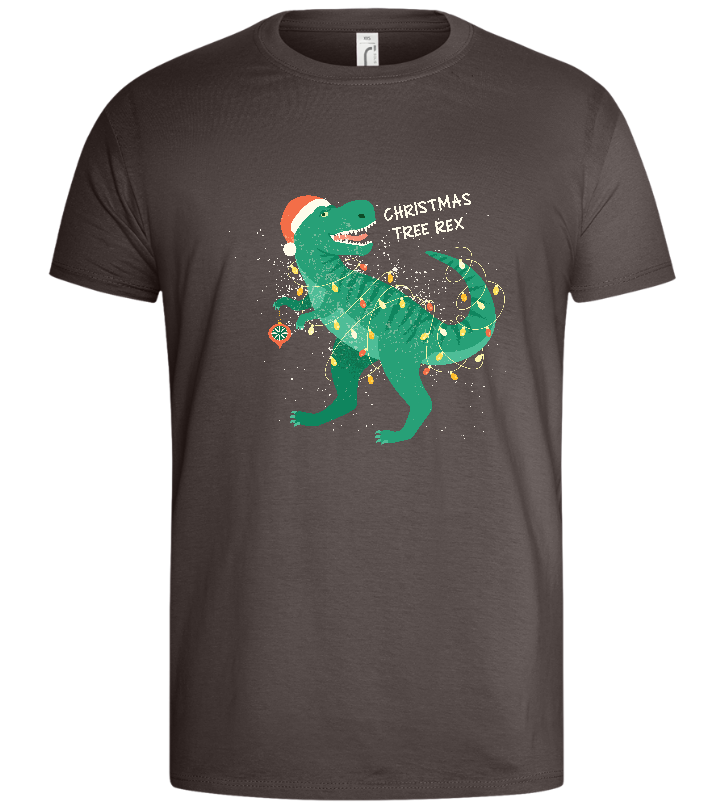 Christmas Tree Rex Design - Basic men's t-shirt_DARK GRAY_front