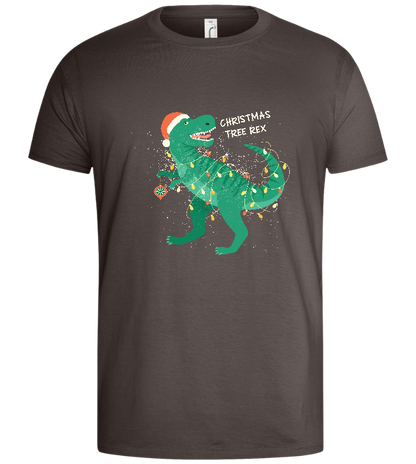 Christmas Tree Rex Design - Basic men's t-shirt_DARK GRAY_front