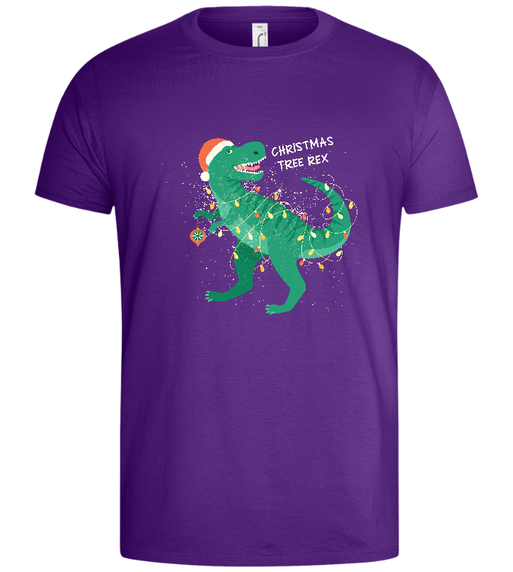 Christmas Tree Rex Design - Basic men's t-shirt_DARK PURPLE_front