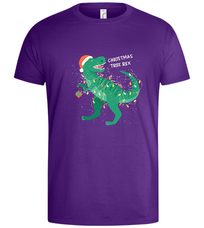 Christmas Tree Rex Design - Basic men's t-shirt_DARK PURPLE_front