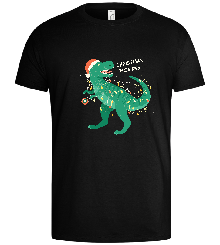 Christmas Tree Rex Design - Basic men's t-shirt_DEEP BLACK_front