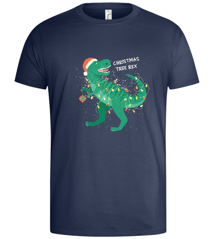 Christmas Tree Rex Design - Basic men's t-shirt_DENIM_front