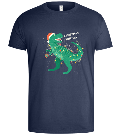 Christmas Tree Rex Design - Basic men's t-shirt_DENIM_front