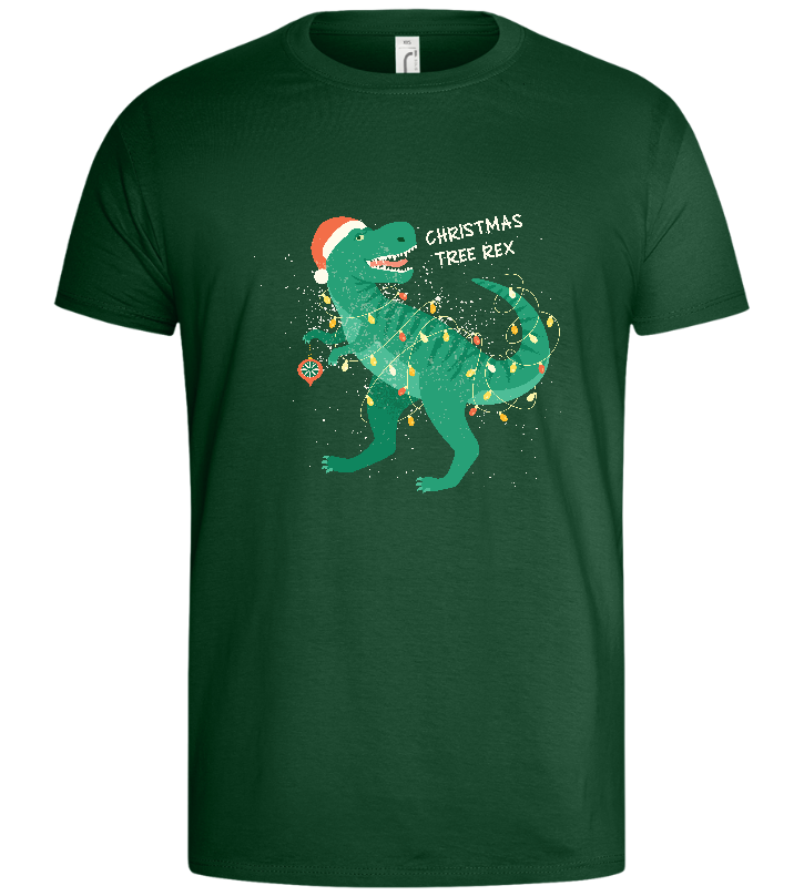 Christmas Tree Rex Design - Basic men's t-shirt_GREEN BOTTLE_front