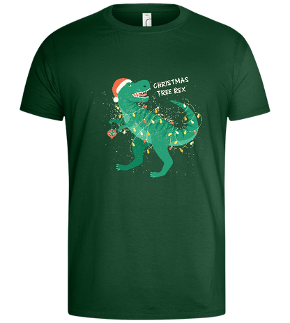 Christmas Tree Rex Design - Basic men's t-shirt_GREEN BOTTLE_front