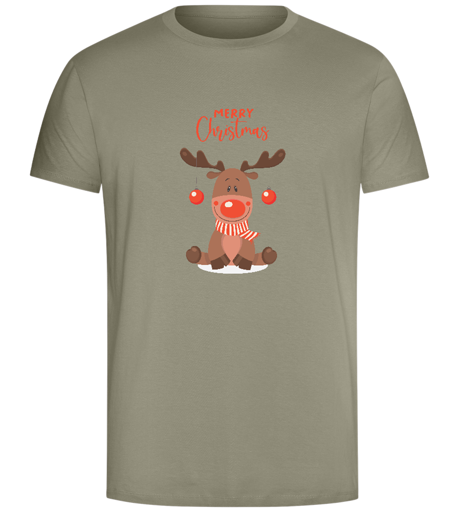 Merry Christmas Reindeer Design - Comfort Unisex T-Shirt_KHAKI_front