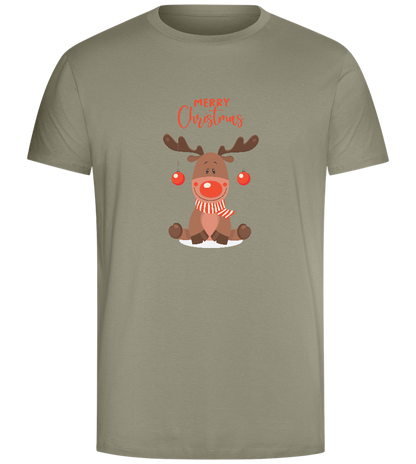 Merry Christmas Reindeer Design - Comfort Unisex T-Shirt_KHAKI_front