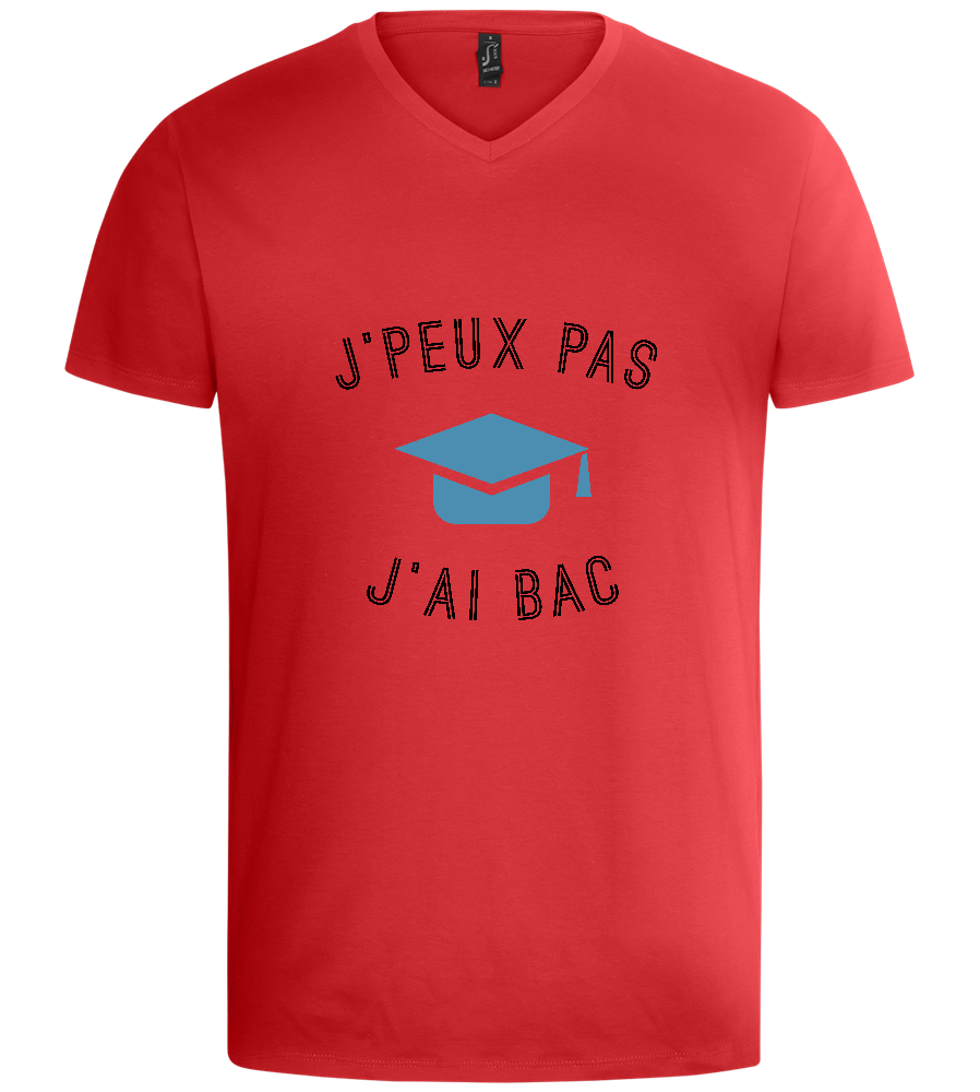 J'peux Pas J'ai Bac Design - Basic men's v-neck t-shirt_RED_front