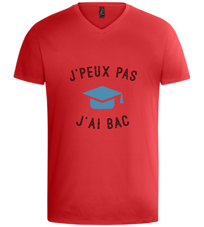 J'peux Pas J'ai Bac Design - Basic men's v-neck t-shirt_RED_front