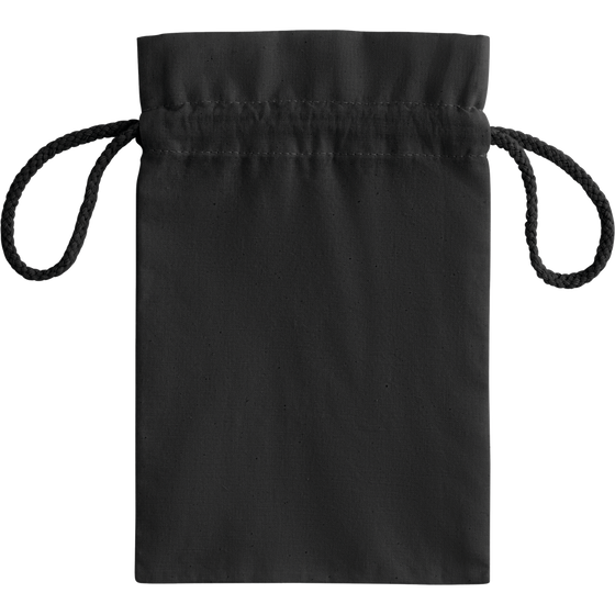 Small Cotton Draw Cord Bag (Black)_BLACK_front