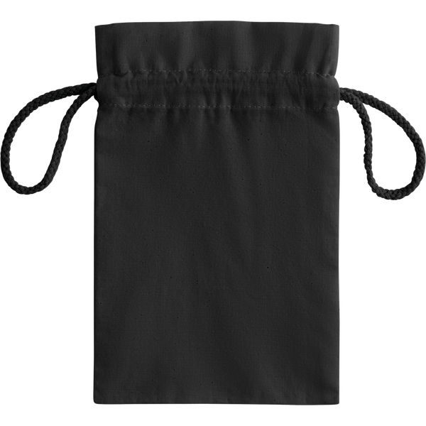 Small Cotton Draw Cord Bag (Black)_BLACK_front