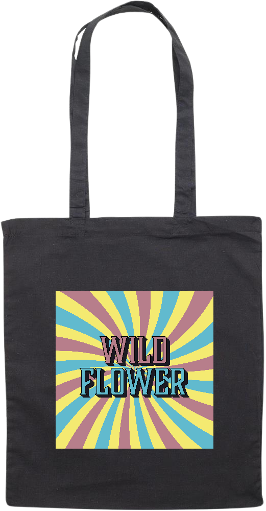 Wild Flower Design - Essential colored event tote bag_BLACK_front