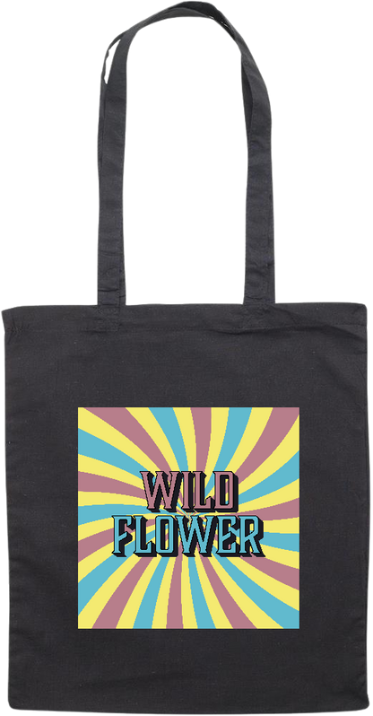 Wild Flower Design - Essential colored event tote bag_BLACK_front